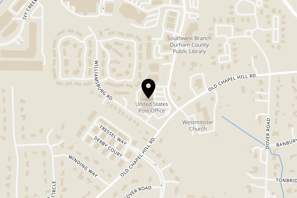 Map showing the location of Pop's Backdoor on 3710 Shannon Rd in Durham